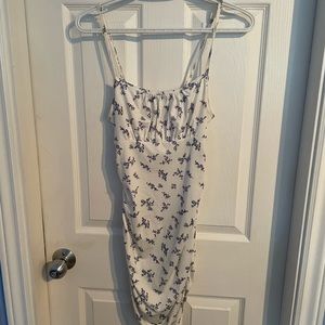 Floral ruched bodycon dress